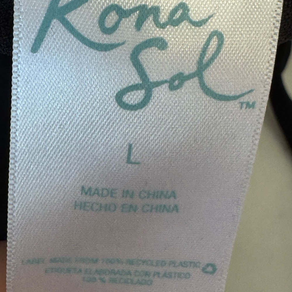 Kona Sol Black Bikini Top Halter Padded Criss Cross Swim Bathing Suit L - Picture 4 of 5